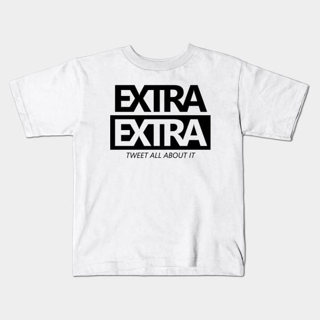 Extra Extra Tweet All About It Black Kids T-Shirt by felixbunny